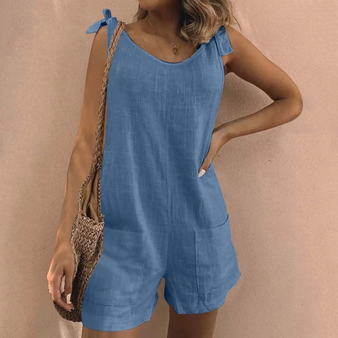 Maia | Tuta corta con spalline annodate e tasche