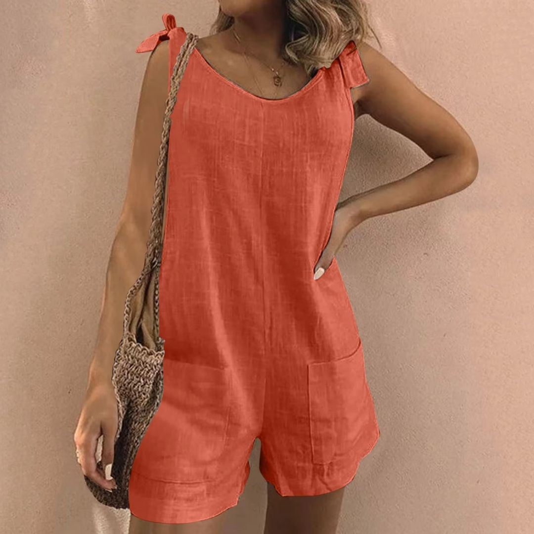 Maia | Tuta corta con spalline annodate e tasche