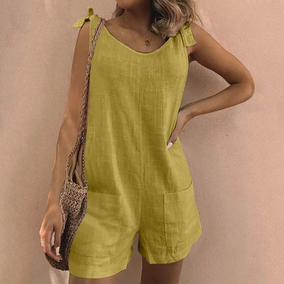 Maia | Tuta corta con spalline annodate e tasche